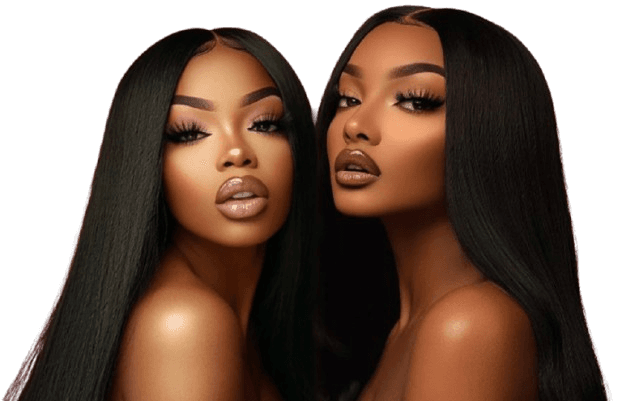 Two beautiful women showcasing lip gloss